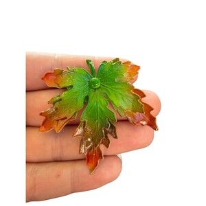 Vintage Jewelry Colorful Enamel Leaf Brooch Fall Jewelry